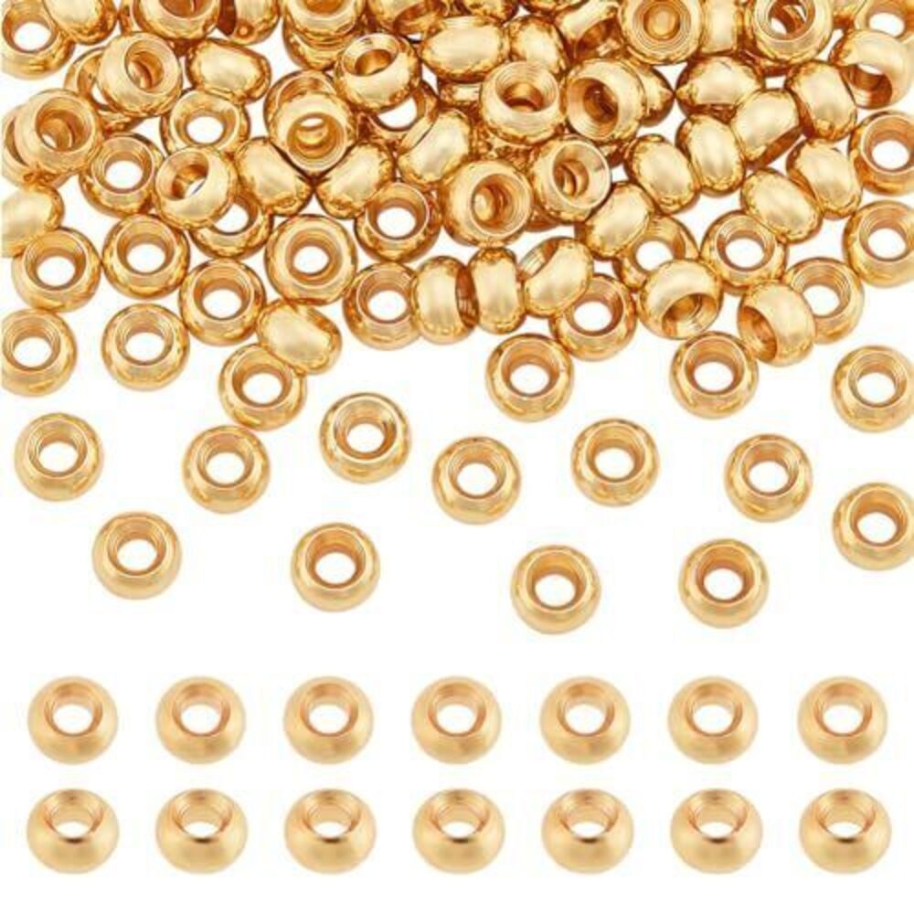 3954 150pcs 18K Gold Spacer Beads, 5mm Flat Round Heishi Beads Rondelle